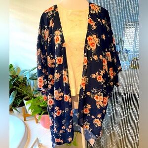 FLORAL KIMONO SHAWL COVERUP